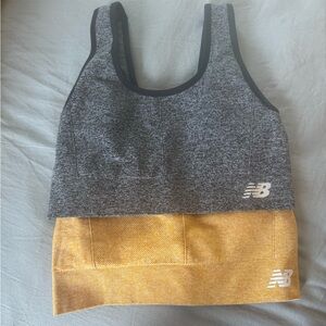 New Balance Heather Gray and Mustard Sports Bras